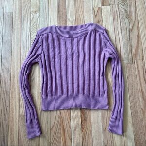 Steve Madden Ribbed Cropped Sweater Womens Large Purple Academia Preppy Coquette